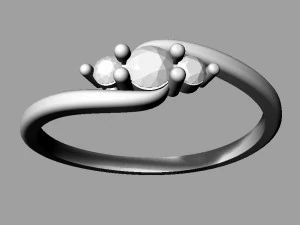 3 Stones Ring 3D Print Model