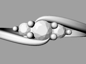 3 Stones Ring 3D Print Model