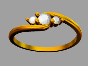 3 Stones Ring 3D Print Model