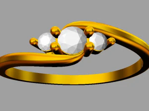 3 Stones Ring 3D Print Model
