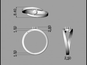 4mm Solitaire Ring 3D 打印模型
