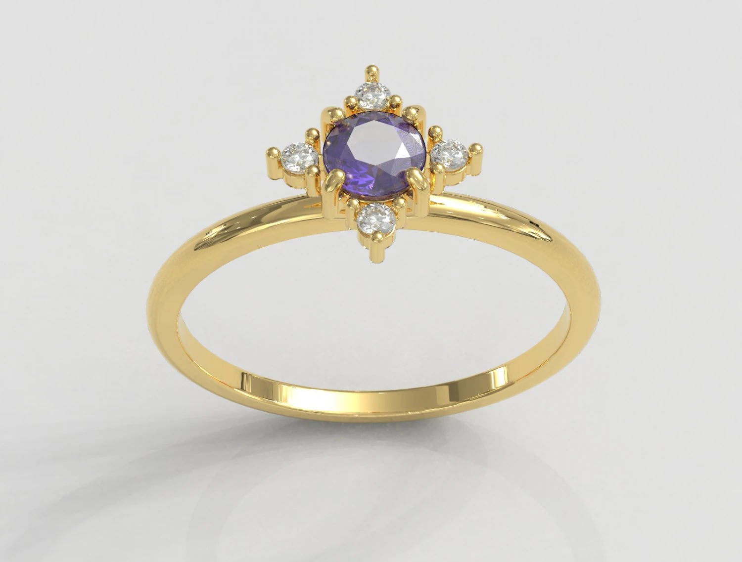 4mm Gemstone Ring 3D Print Model .c4d .max .obj .3ds .fbx .stl .blend