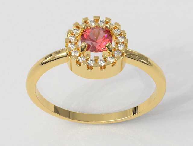 4mm Gemstone Ring 3Dプリントモデル .c4d .max .obj .3ds .fbx .stl .blend