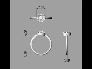 4mm Gemstone Ring 3D Print Model
