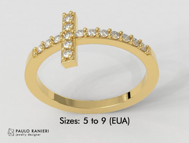 Cross Diamond Ring 3D Baskı Modeli .c4d .max .obj .3ds .fbx .stl .blend 