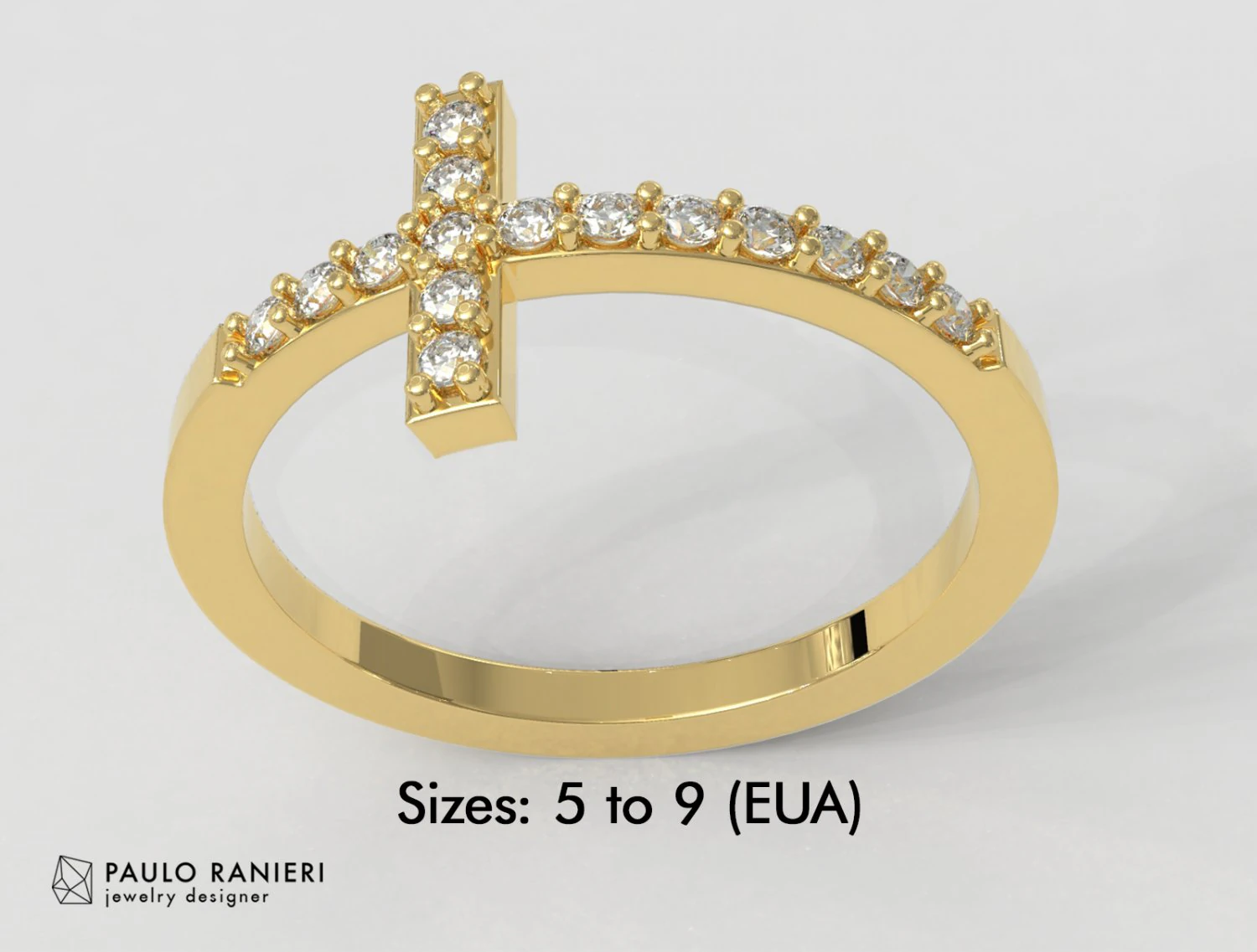 Cross Diamond Ring 3D Print Model .c4d .max .obj .3ds .fbx .stl .blend 