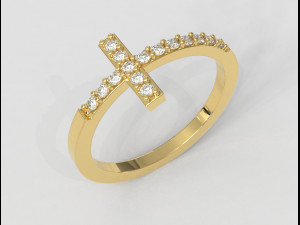 Cross Diamond Ring 3D Baskı Modeli