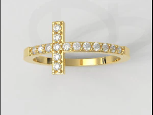 Cross Diamond Ring 3D Print Model