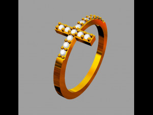 Cross Diamond Ring 3D Baskı Modeli