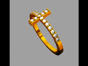 Cross Diamond Ring 3D Print Model