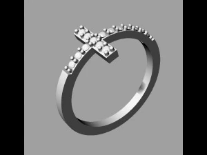 Cross Diamond Ring 3D Print Model