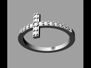 Cross Diamond Ring 3D Print Model