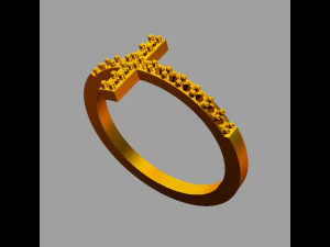 Cross Diamond Ring 3D Print Model