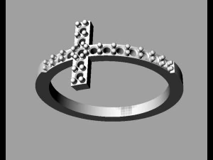 Cross Diamond Ring 3D Print Model