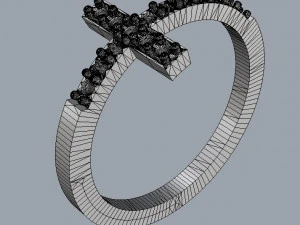 Cross Diamond Ring 3D Print Model