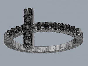 Cross Diamond Ring 3D Print Model