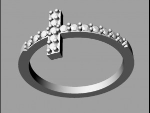 Cross Diamond Ring 3D Baskı Modeli
