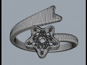 Shooting Star Ring 3D Print Model
