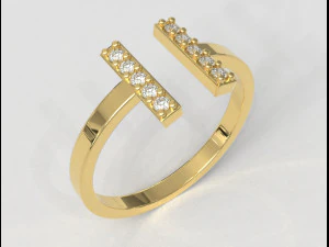 T Diamond Ring 3D Print Model