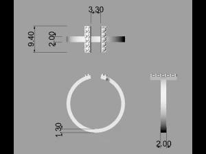 T Diamond Ring 3D Print Model