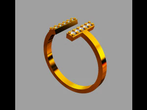 T Diamond Ring 3D Print Model