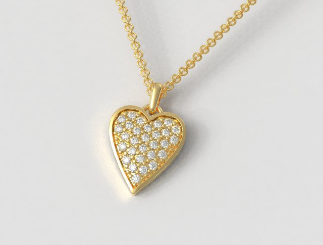 Pave Diamond Heart Pendant 3D Принт Модель .c4d .max .obj .3ds .fbx .stl .blend 