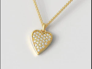 Pavimentar pingente de cora&ccedil;&atilde;o de diamante Modelo de Impressão 3D