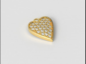 Pave Diamond Heart Pendant 3D Принт Модель