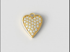 Pave Diamond Heart Pendant 3D Принт Модель