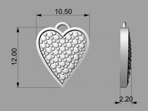 Pave Diamond Heart Pendant 3D Принт Модель