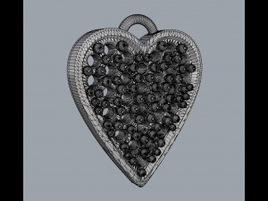 Pave Diamond Heart Pendant 3D Принт Модель
