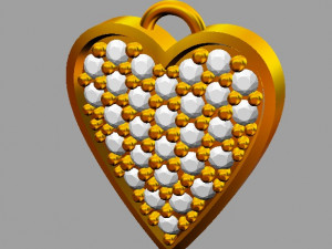 Pave Diamond Heart Pendant 3D Принт Модель