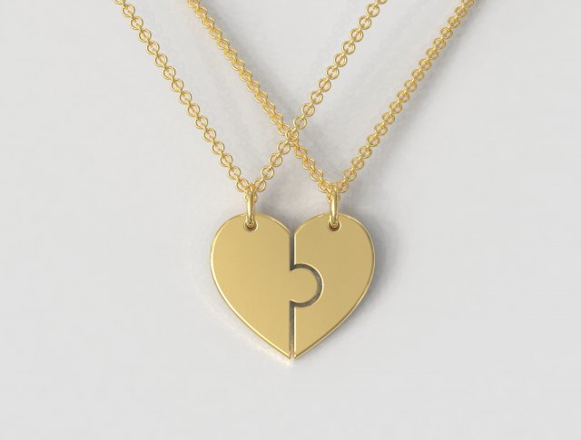 Heart Puzzle Necklace 3D Print Model .c4d .max .obj .3ds .fbx .stl .blend 
