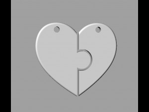 Heart Puzzle Necklace 3D Print Model
