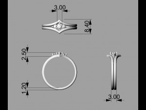 3 Stones Ring Modelo de Impressão 3D