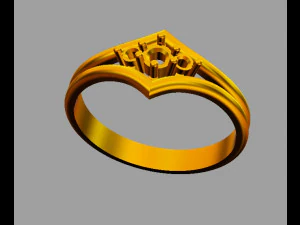 3 Stones Ring 3D Print Model
