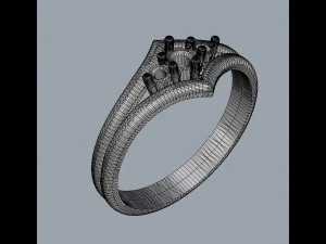 3 Stones Ring 3D Print Model