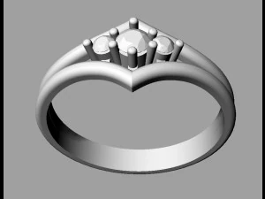 3 Stones Ring 3D Print Model