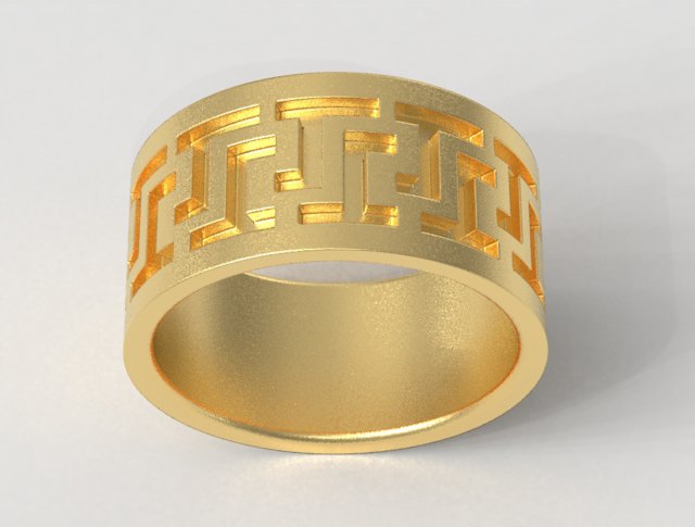 Greek Pattern Male Ring 3D Принт Модель .c4d .max .obj .3ds .fbx .stl .blend 