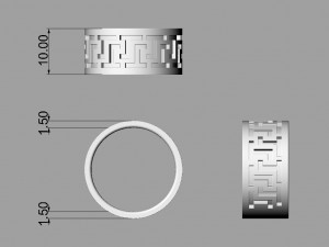Greek Pattern Male Ring 3D Принт Модель