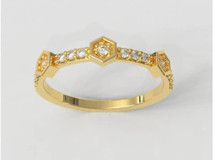 Bague Diamant Hexagone Modèles 3D en vedette