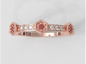 Hexagon Diamond Ring Modèles 3D en vedette