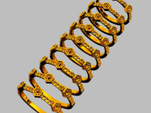 Hexagon Diamond Ring Modèles 3D en vedette