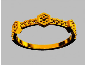 Hexagon Diamond Ring 3D Print Model