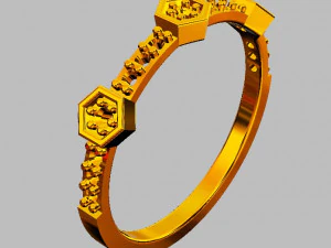 Hexagon Diamond Ring 3D Print Model