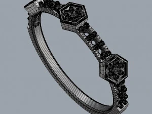 Hexagon Diamond Ring 3D Print Model