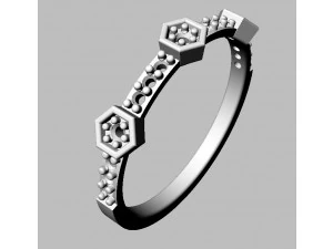 Hexagon Diamond Ring 3D Print Model