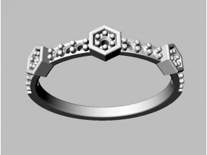 Hexagon Diamond Ring 3D Print Model
