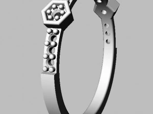 Hexagon Diamond Ring 3D Print Model