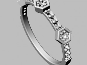 Hexagon Diamond Ring 3D Print Model